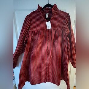 Red plaid bay doll dress